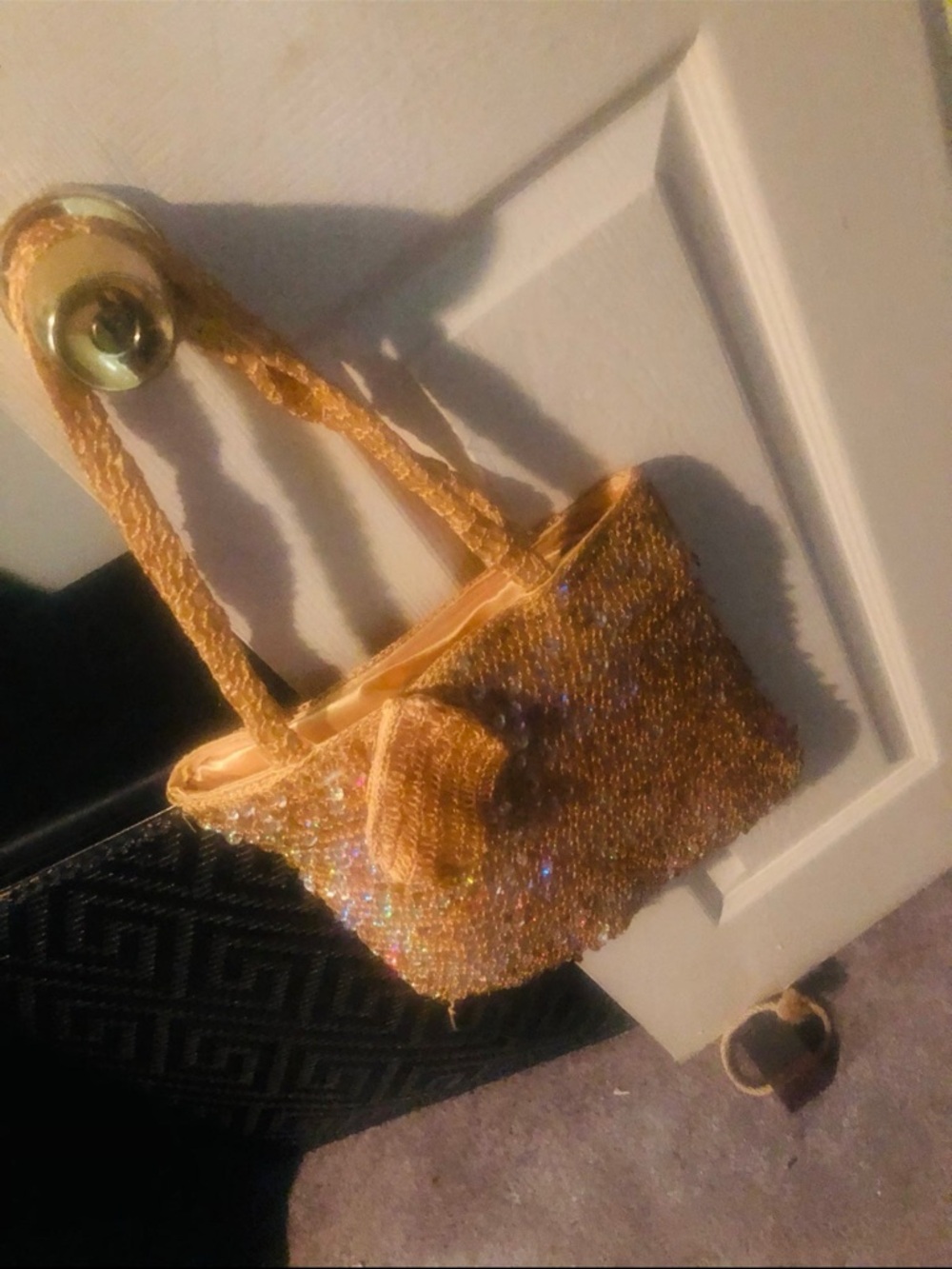 GLITTER/ GOLD  small Tote Bag in Gold - Women's Fashion Handbag